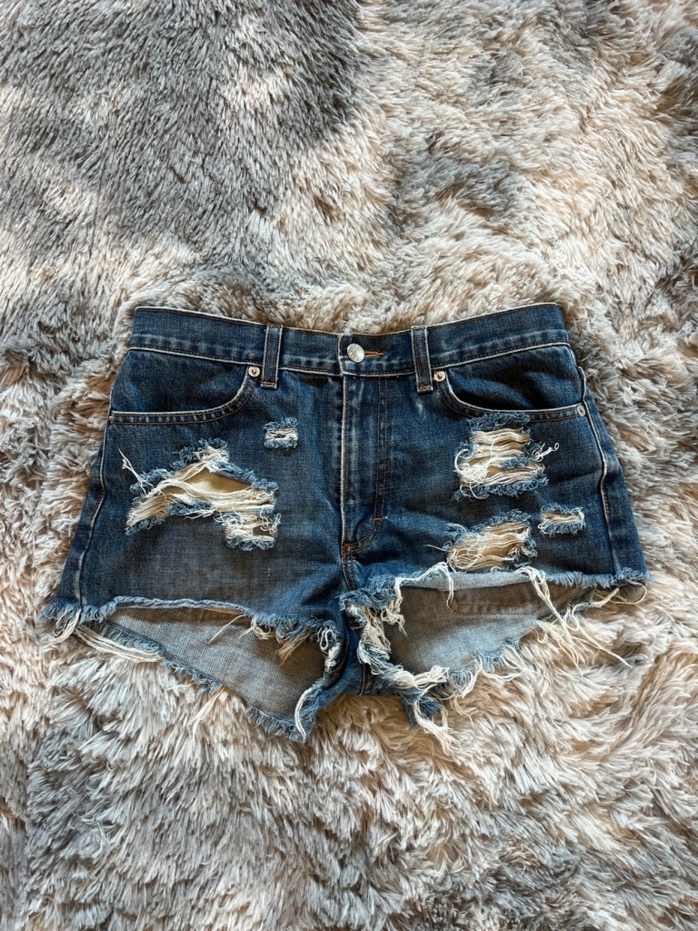 J. Crew Dark Blue Distressed Denim Cutoff Shorts